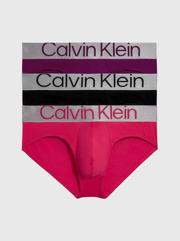 Calvin Klein USA 3 Pack - Steel Cotton Mens Briefs Pink 3972086-JA